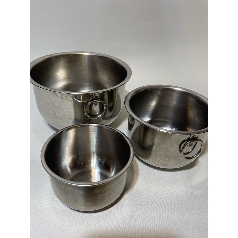 Set Of 3 Stainless Steel Small Bowls 2 With Ring Hold